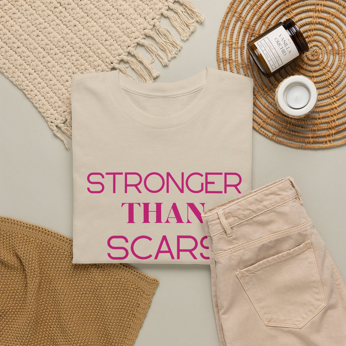 Stronger Than Scars Tee – Breast Cancer Awareness Support T-Shirt