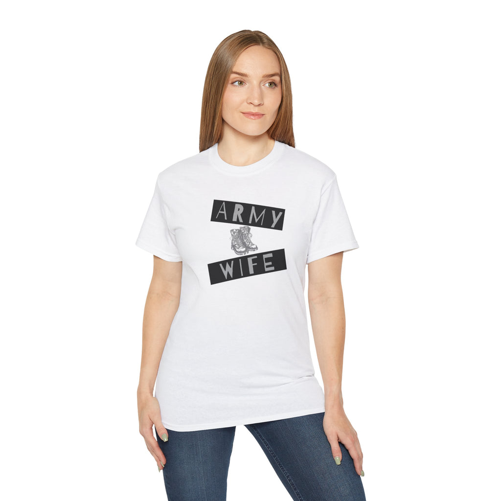 Army Wife T‑Shirt — Military Wife Tee with Combat Boot Graphic