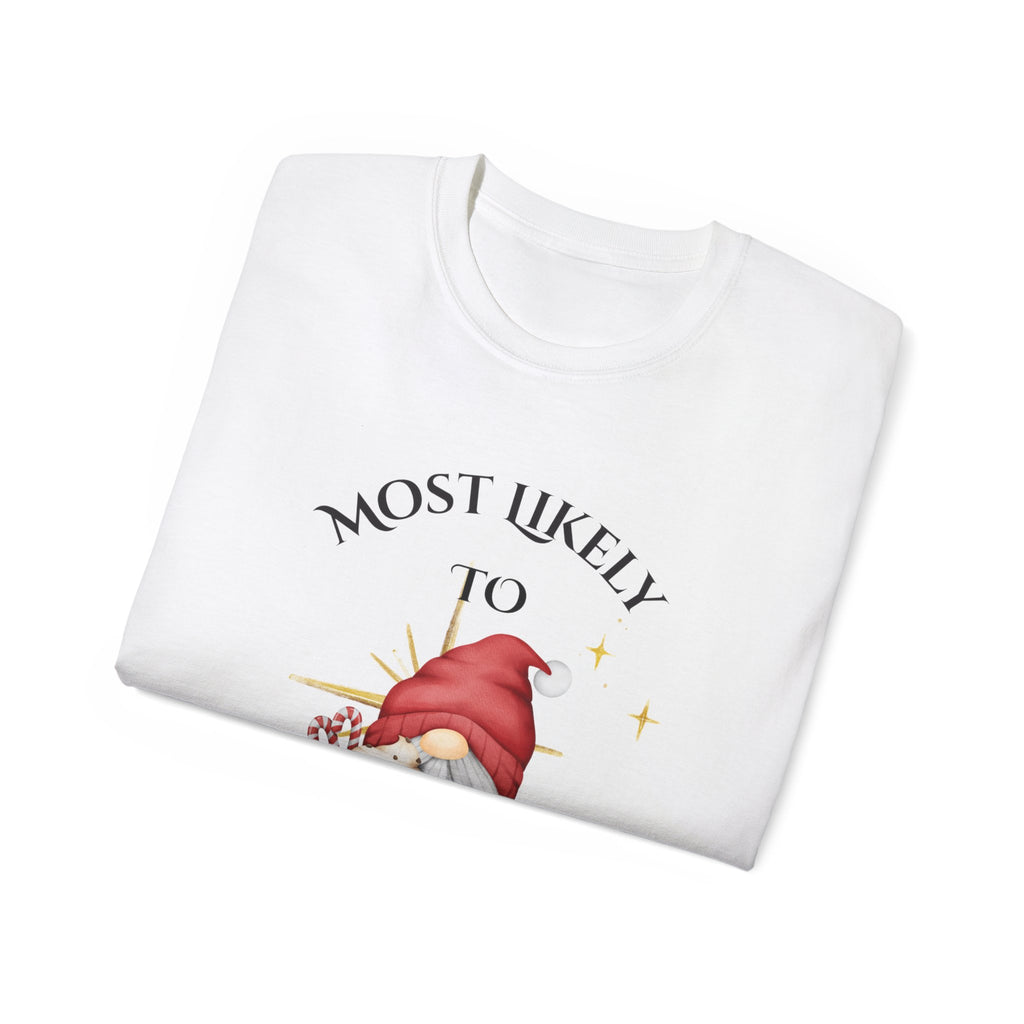 Most Likely to Spike the Eggnog, Unisex Tee, Christmas Gift, Holiday Shirt, Party Wear, Festive Apparel