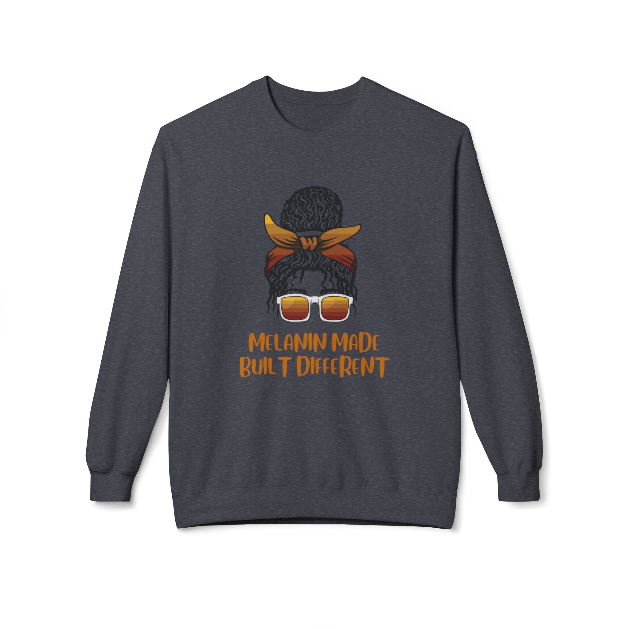 Melanin Made Built Different Sweatshirt — Afro Puff Bandana Crewneck