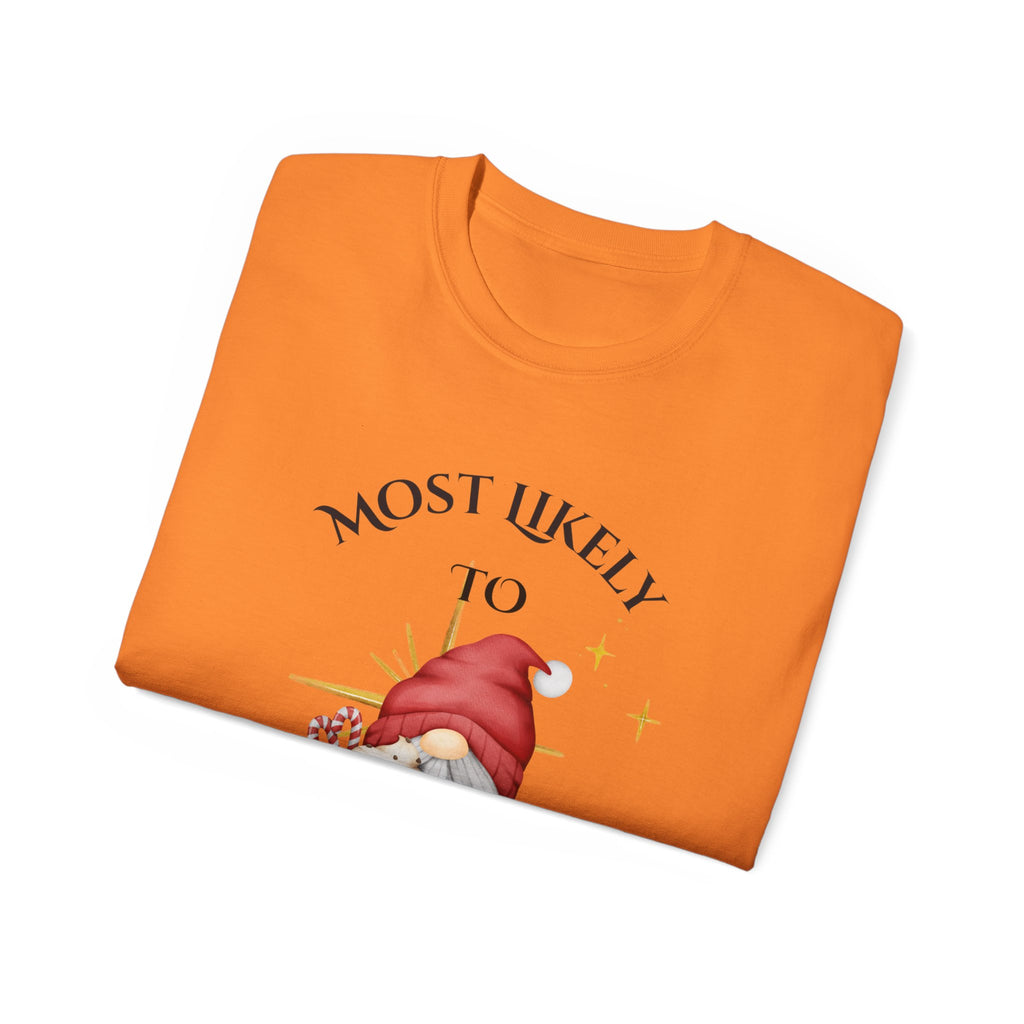 Most Likely to Spike the Eggnog, Unisex Tee, Christmas Gift, Holiday Shirt, Party Wear, Festive Apparel