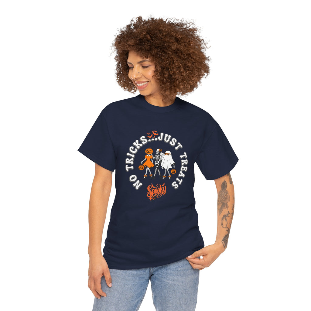 Halloween 'No Tricks, Just Treats' Tee — Costume and Candy Graphic Shirt