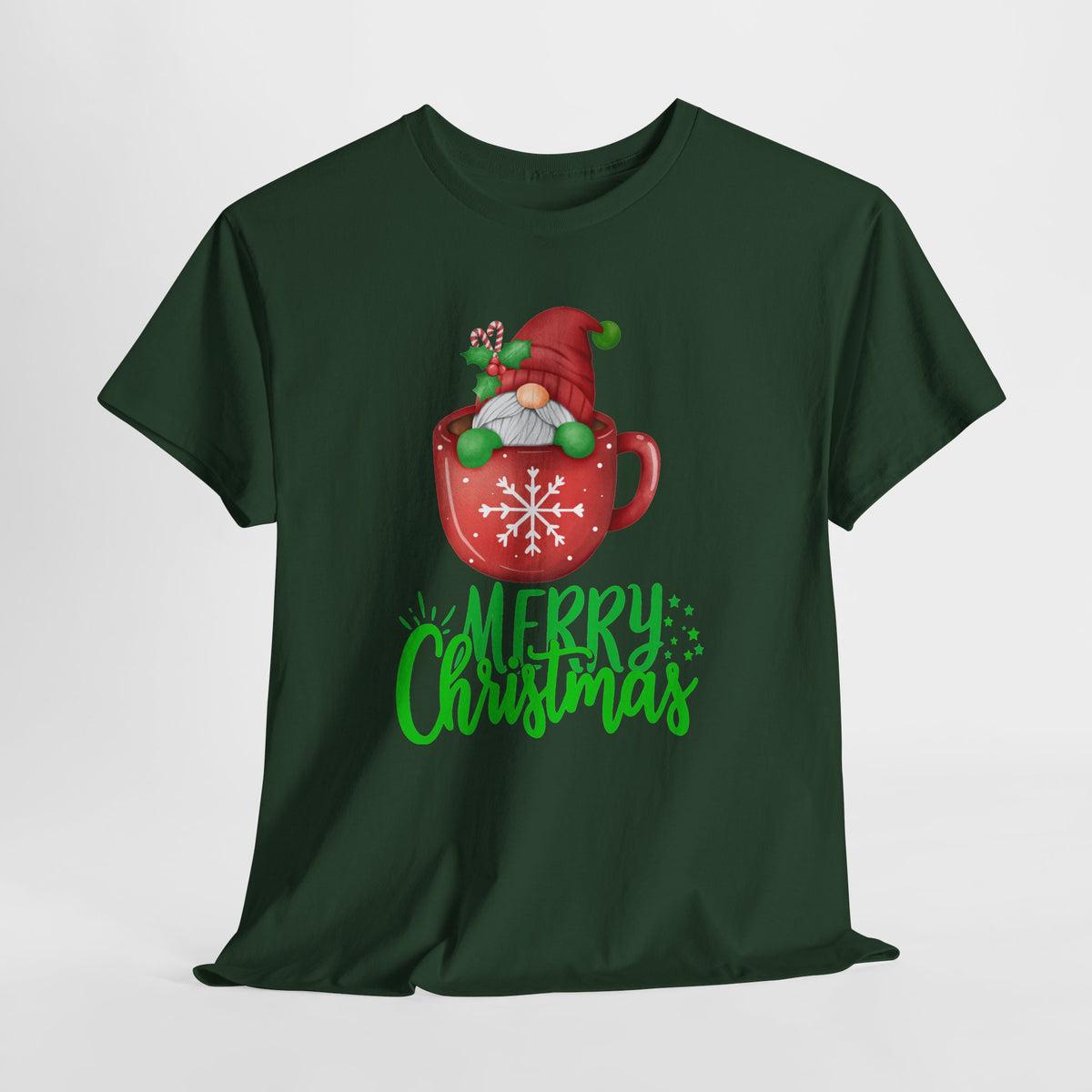 Merry Christmas Gnome in Mug Graphic T-Shirt