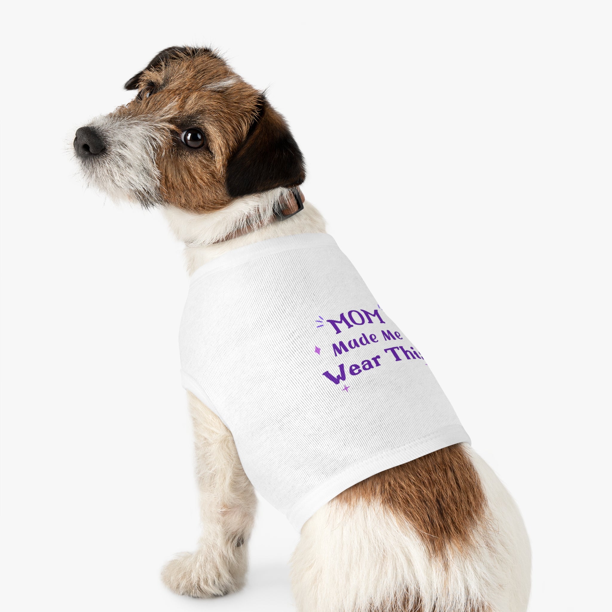 Pet Tank — "Mom Made Me Wear This" Cute Purple Graphic Dog Shirt