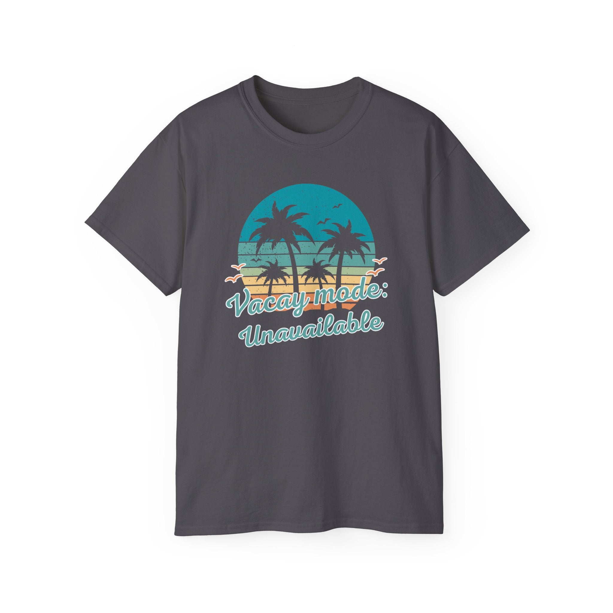 Vacation Mode Tee — Retro Palm Beach Sunset Graphic T-Shirt