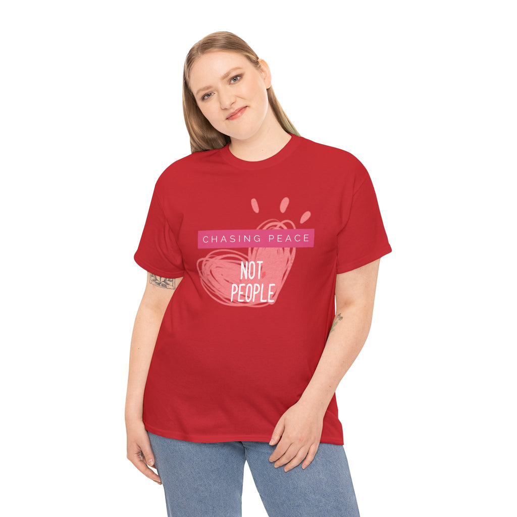 Chasing Peace Not People Tee — Pink Graphic Mental Health Awareness T‑Shirt