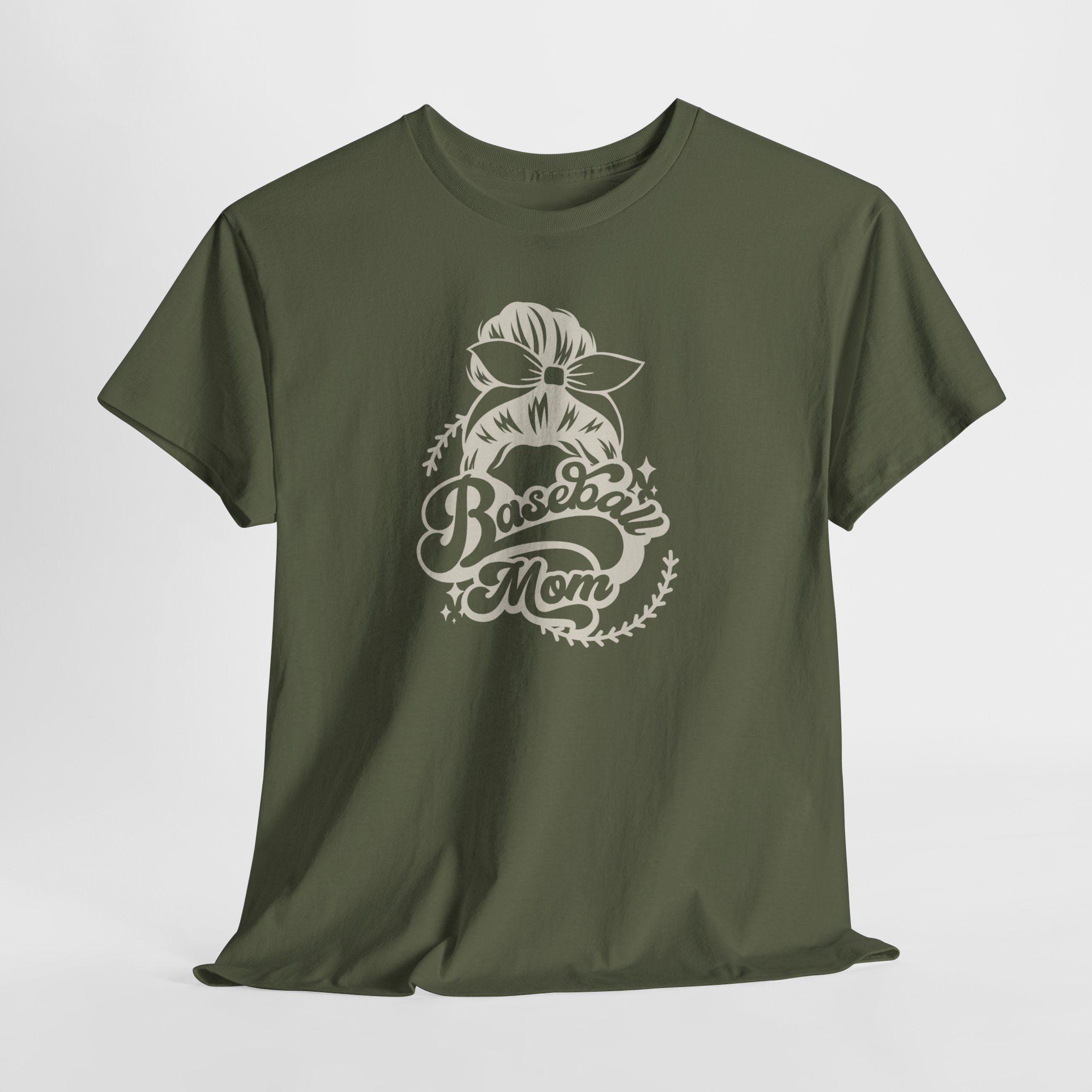 Baseball Mom Tee — Messy Bun Graphic Shirt for Proud Baseball Moms