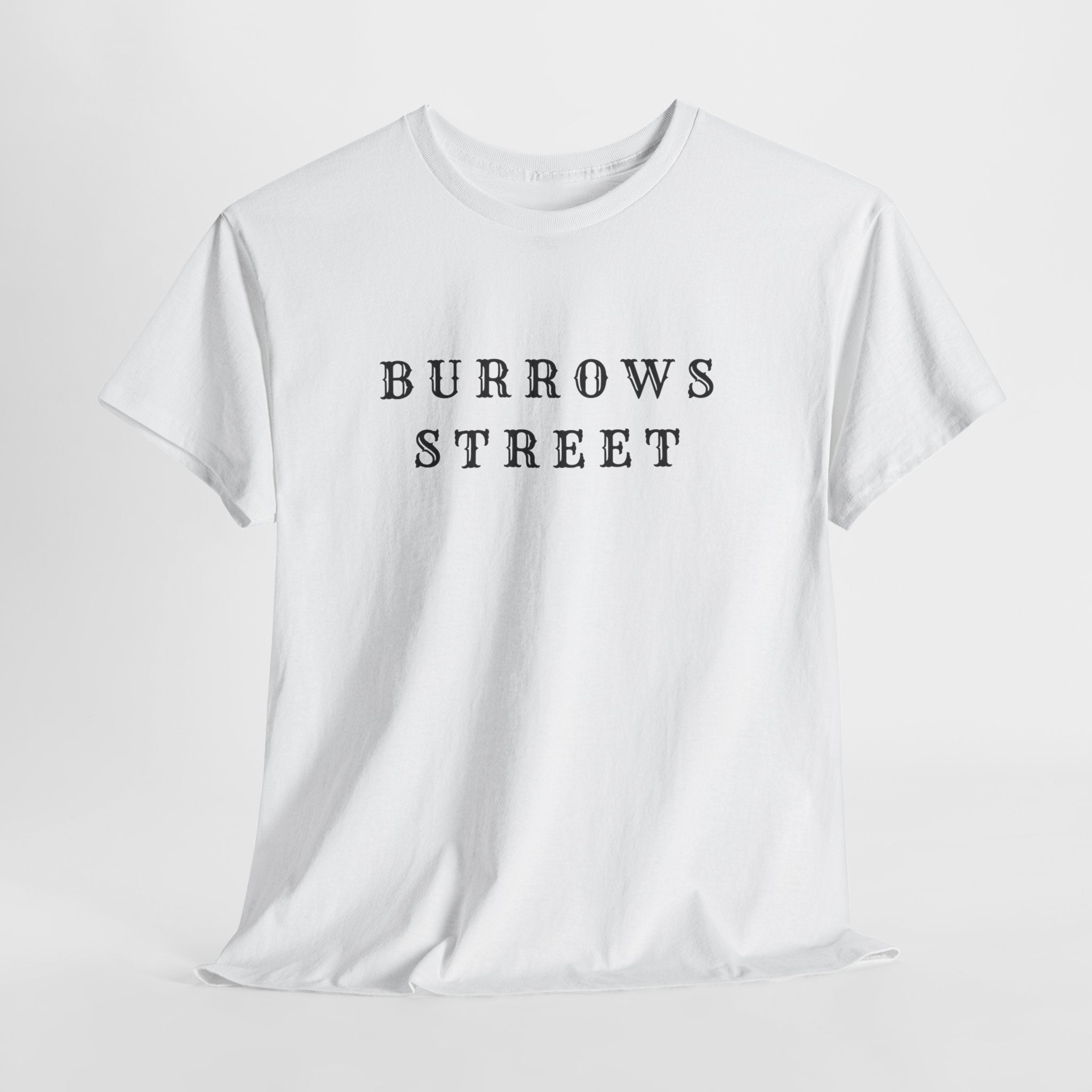 Burrows Street T‑Shirt — Minimalist Vintage Lettering Tee