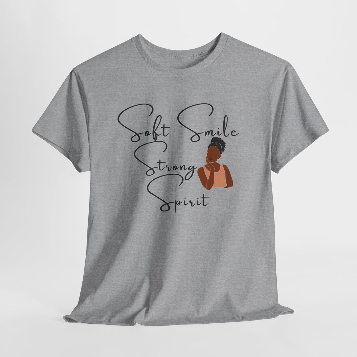 Soft Smile Strong Spirit Tee — Minimal Line Art Inspirational T-Shirt