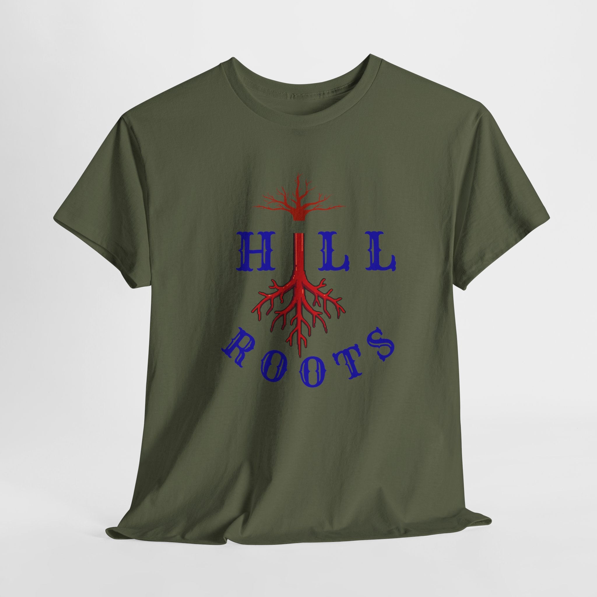 T-Shirt — Hill Roots Logo Tee (red tree roots graphic)