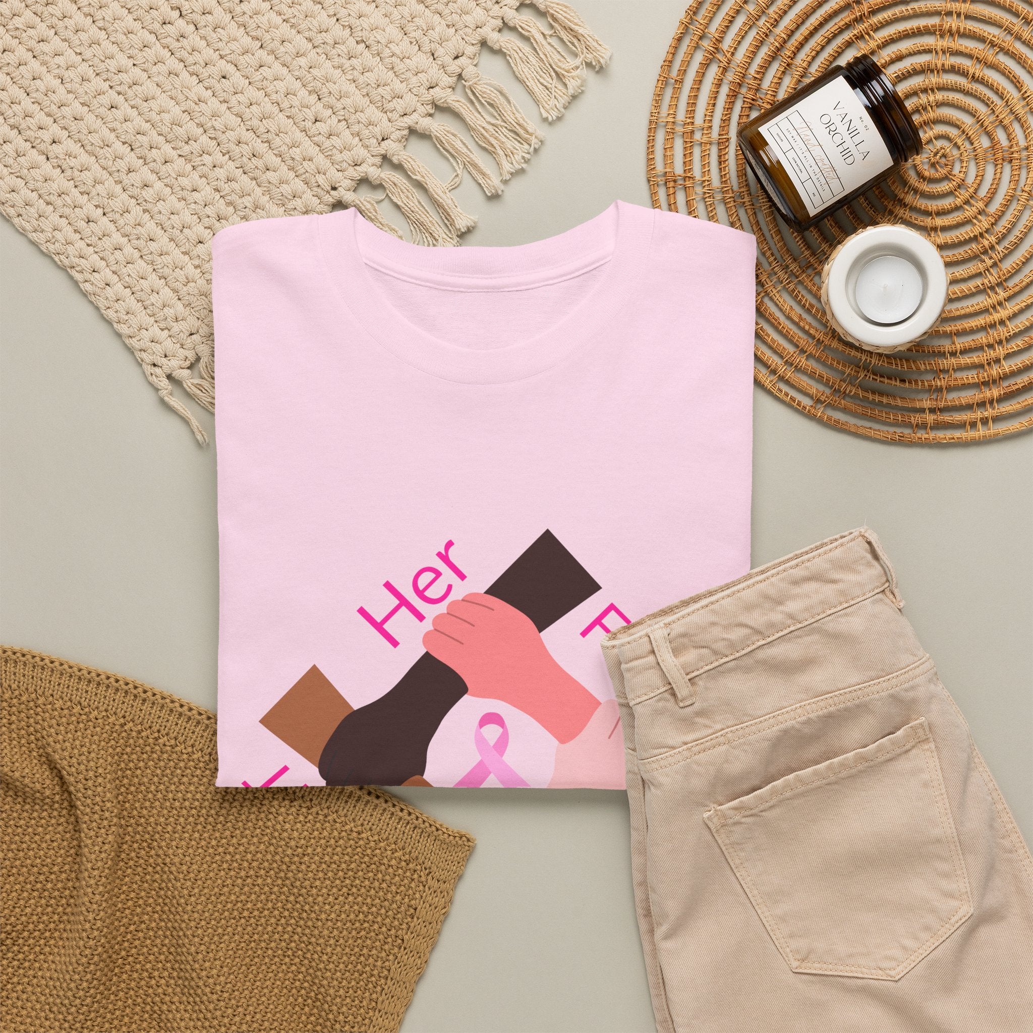 Breast Cancer Awareness Tee — “Our Fight Is Her Fight” Pink Ribbon Support Shirt