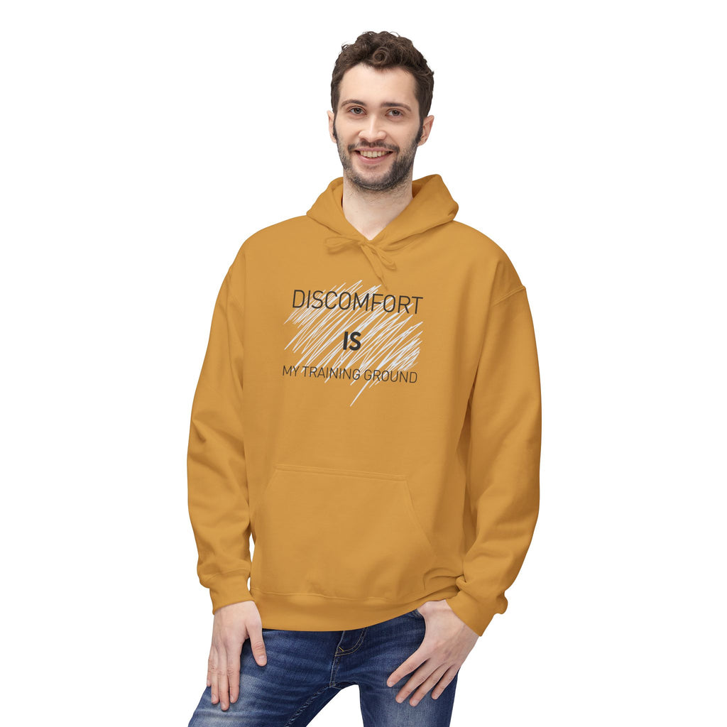 Hoodie — "Discomfort Is My Training Ground" Motivational Fitness Pullover