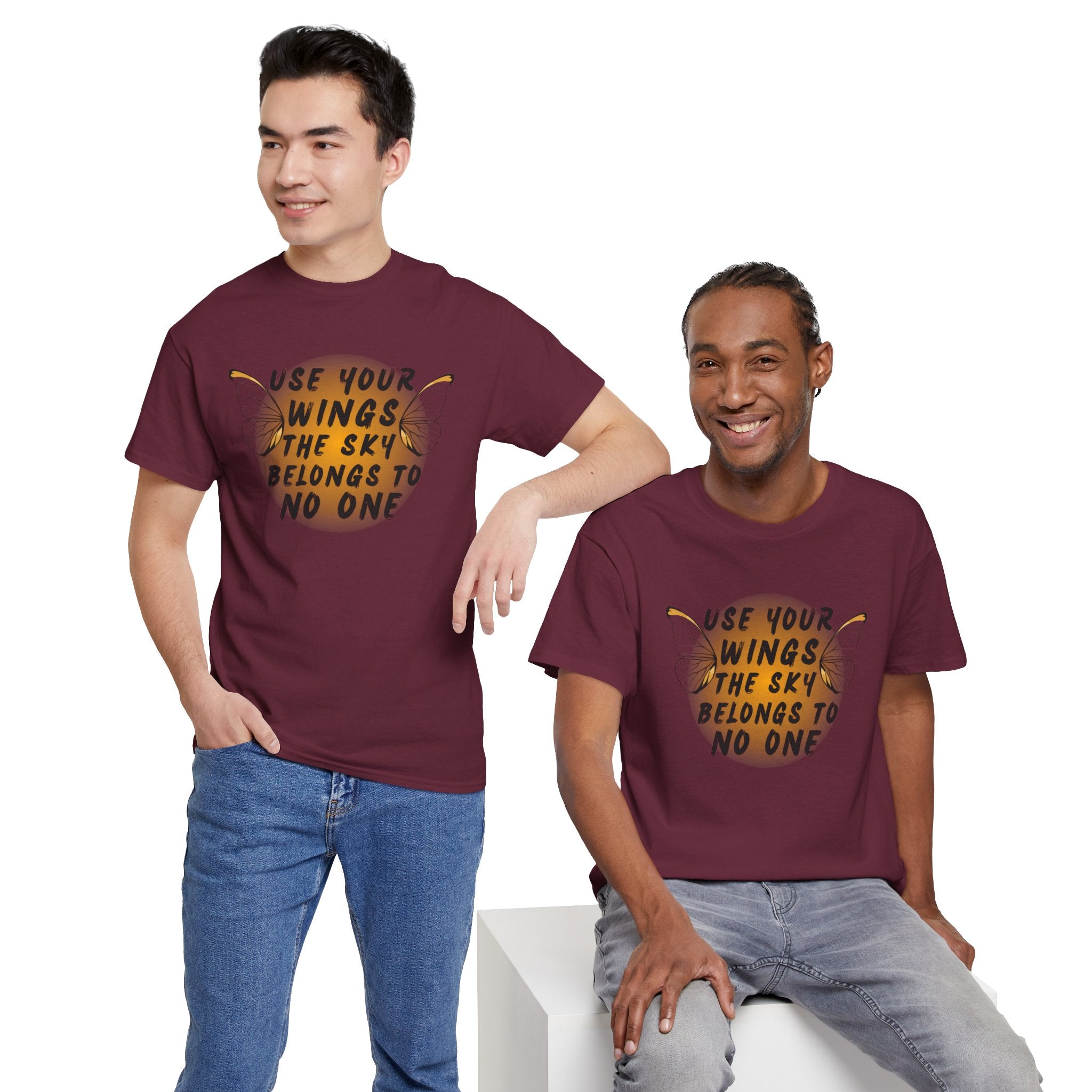 T-Shirt — "Use Your Wings, The Sky Belongs to No One" Inspirational Graphic Tee