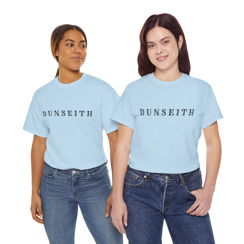 DUNSEITH Minimalist Text Tee — Classic White Graphic T-Shirt