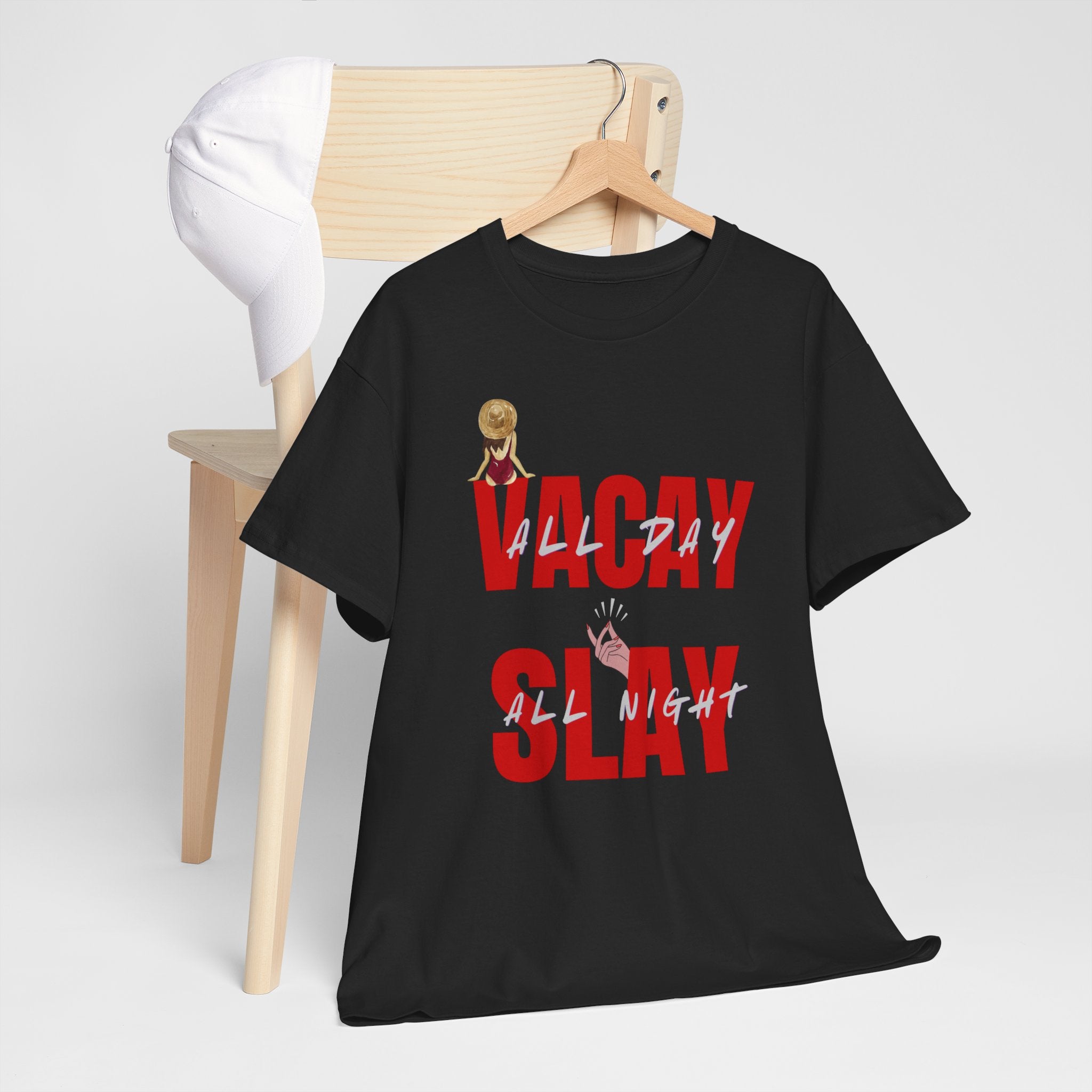 Slay All Night Graphic Tee — "Slay All Night" Red Text Party Shirt