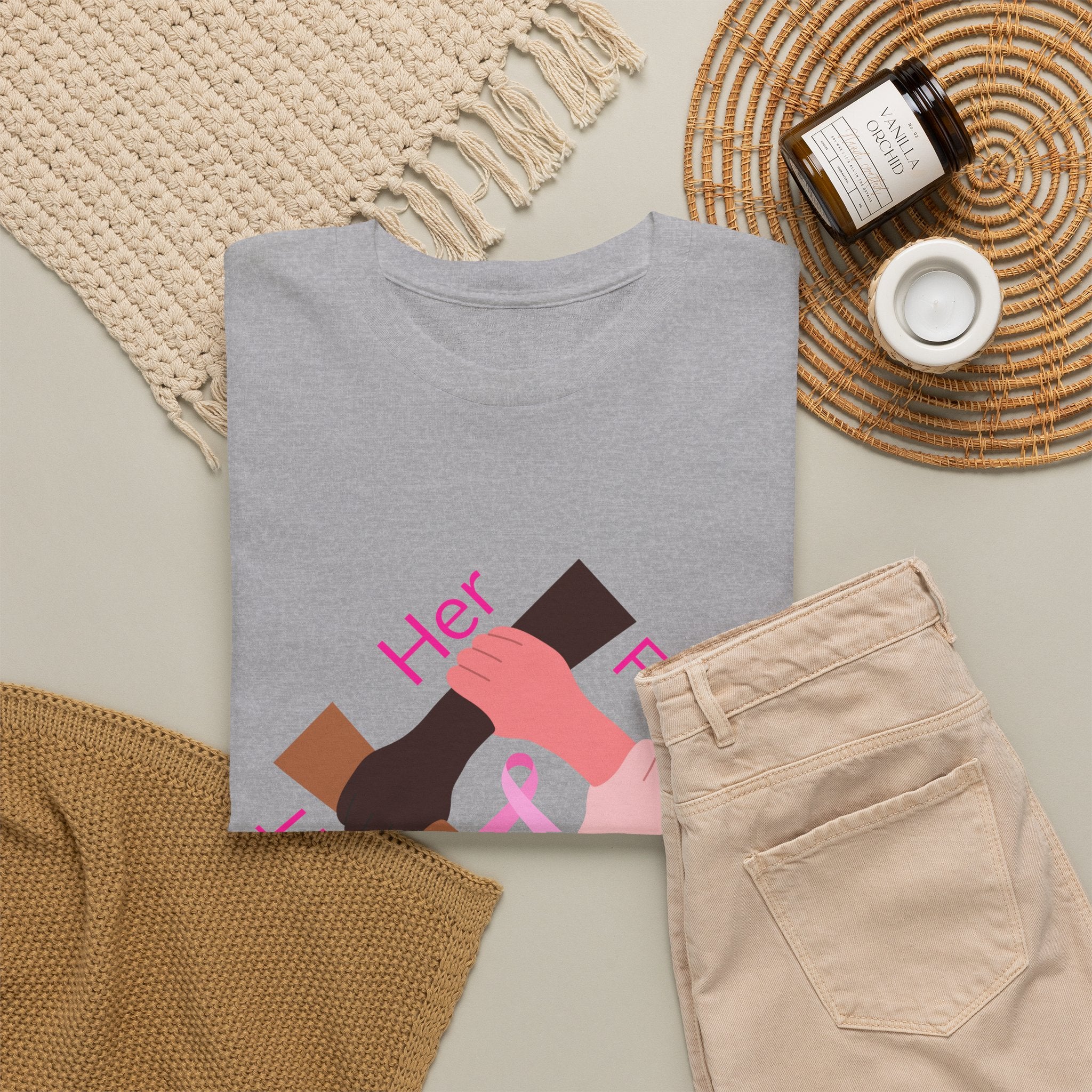 Breast Cancer Awareness Tee — “Our Fight Is Her Fight” Pink Ribbon Support Shirt