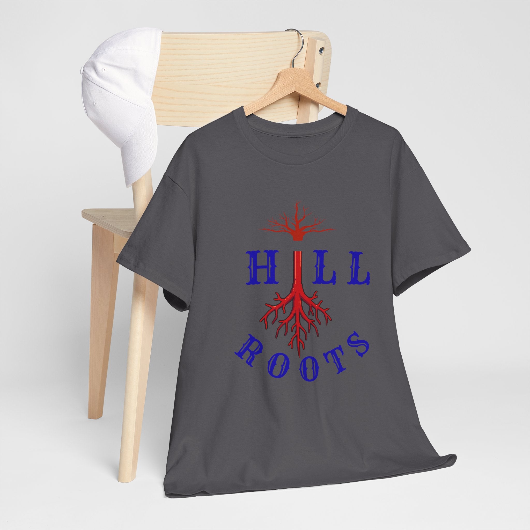 T-Shirt — Hill Roots Logo Tee (red tree roots graphic)