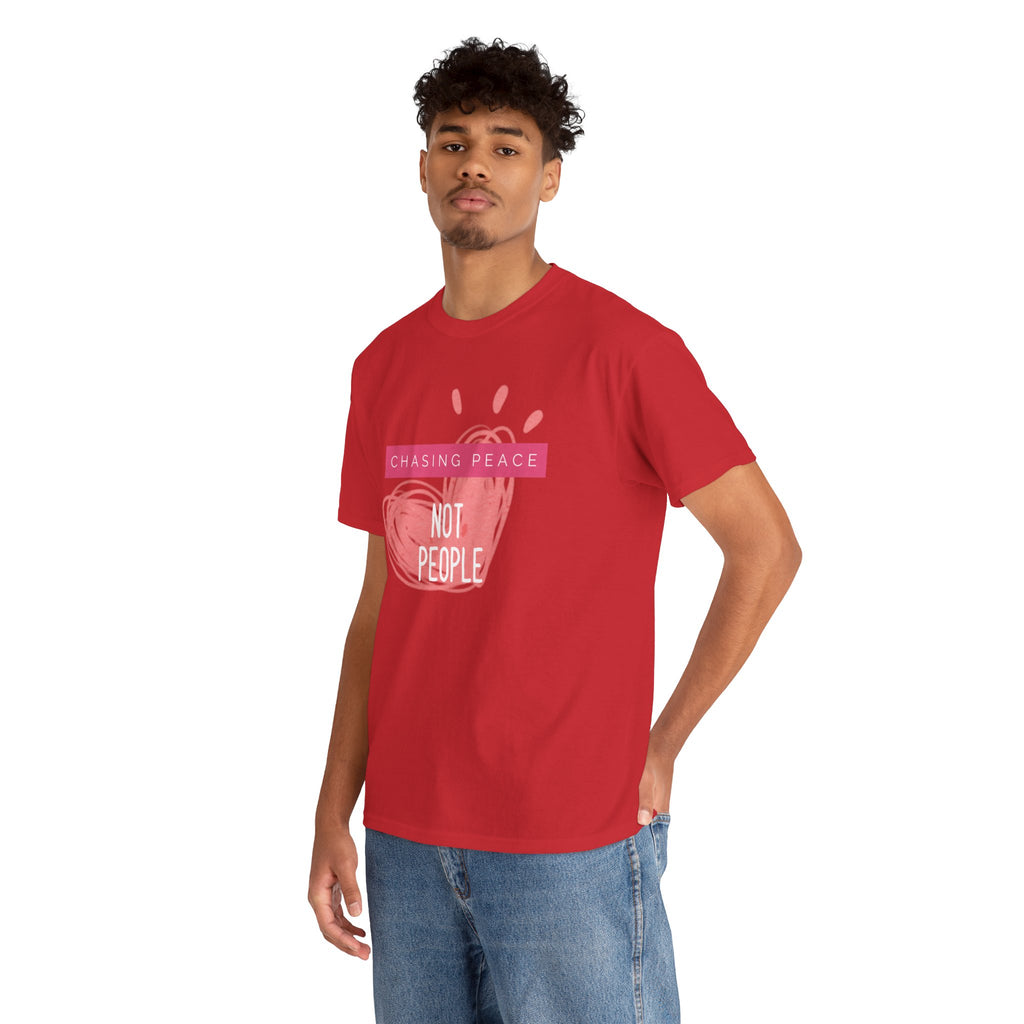 Chasing Peace Not People Tee — Pink Graphic Mental Health Awareness T‑Shirt