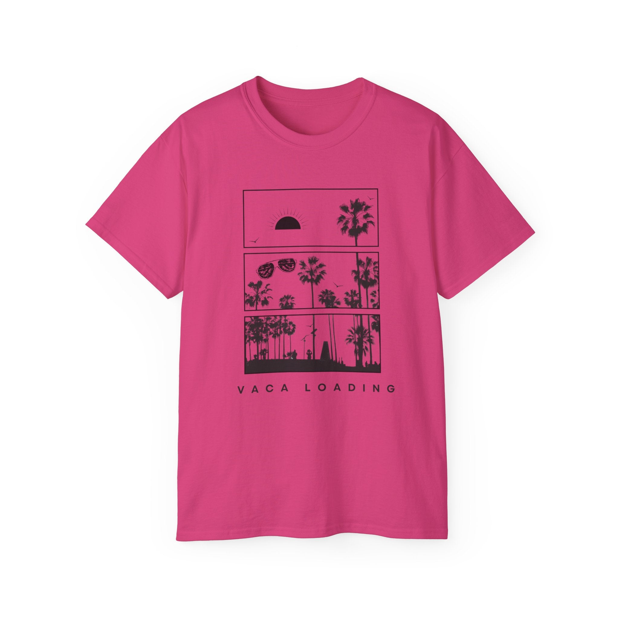 Vacation Loading T‑Shirt — Retro Palm & Sunset Graphic Tee