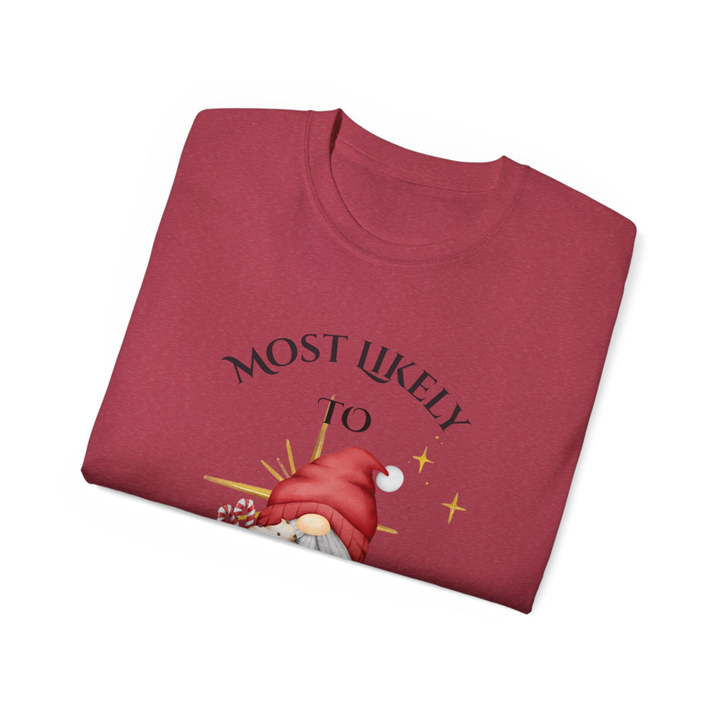 Most Likely to Spike the Eggnog, Unisex Tee, Christmas Gift, Holiday Shirt, Party Wear, Festive Apparel