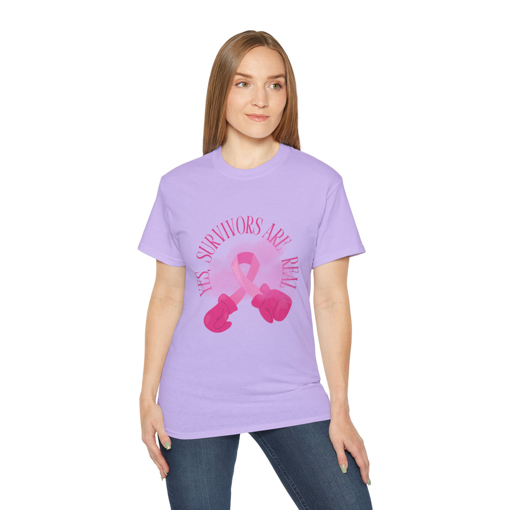 Breast Cancer Survivors Are Real T-Shirt — Pink Ribbon Boxing Gloves Tee