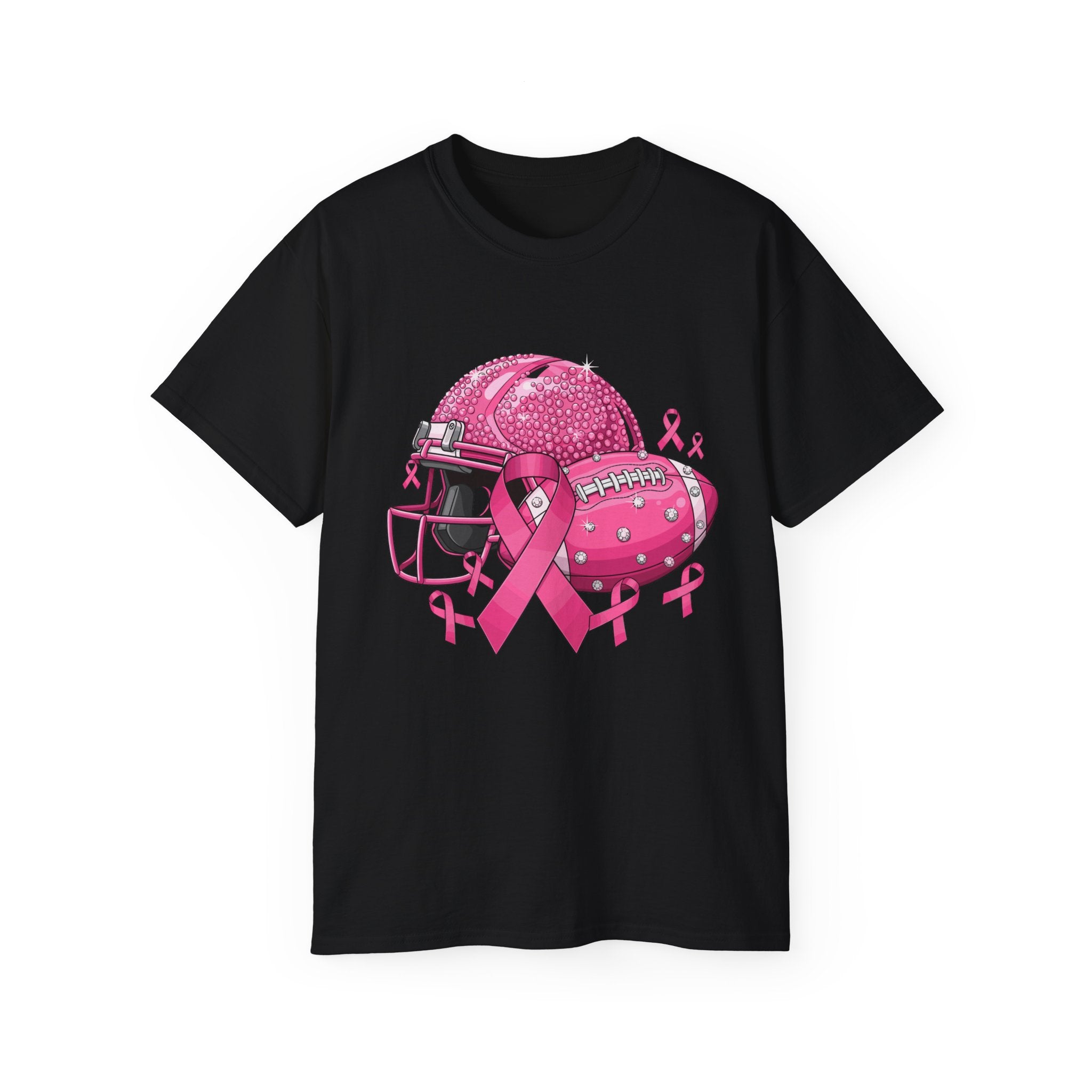 Breast Cancer Awareness Football Helmet T-Shirt – Pink Ribbon Support Tee
