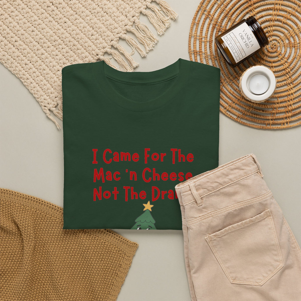 I Came for the Mac ’n Cheese Not the Drama Christmas Tree T-Shirt