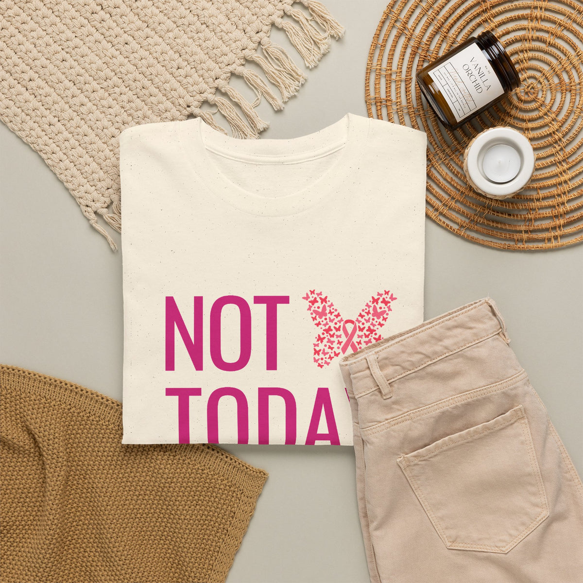 Not Today Cancer T-Shirt — Pink Butterfly Breast Cancer Awareness Tee