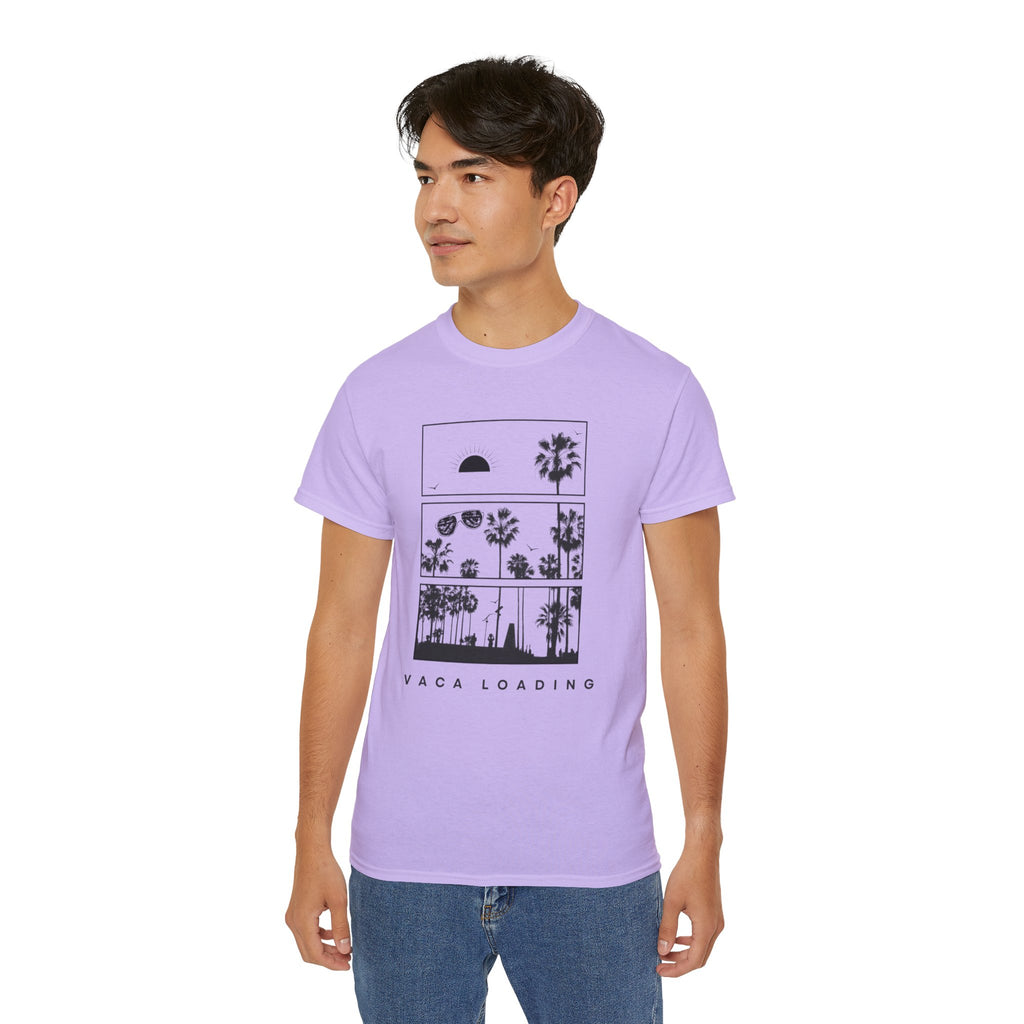 Vacation Loading T‑Shirt — Retro Palm & Sunset Graphic Tee