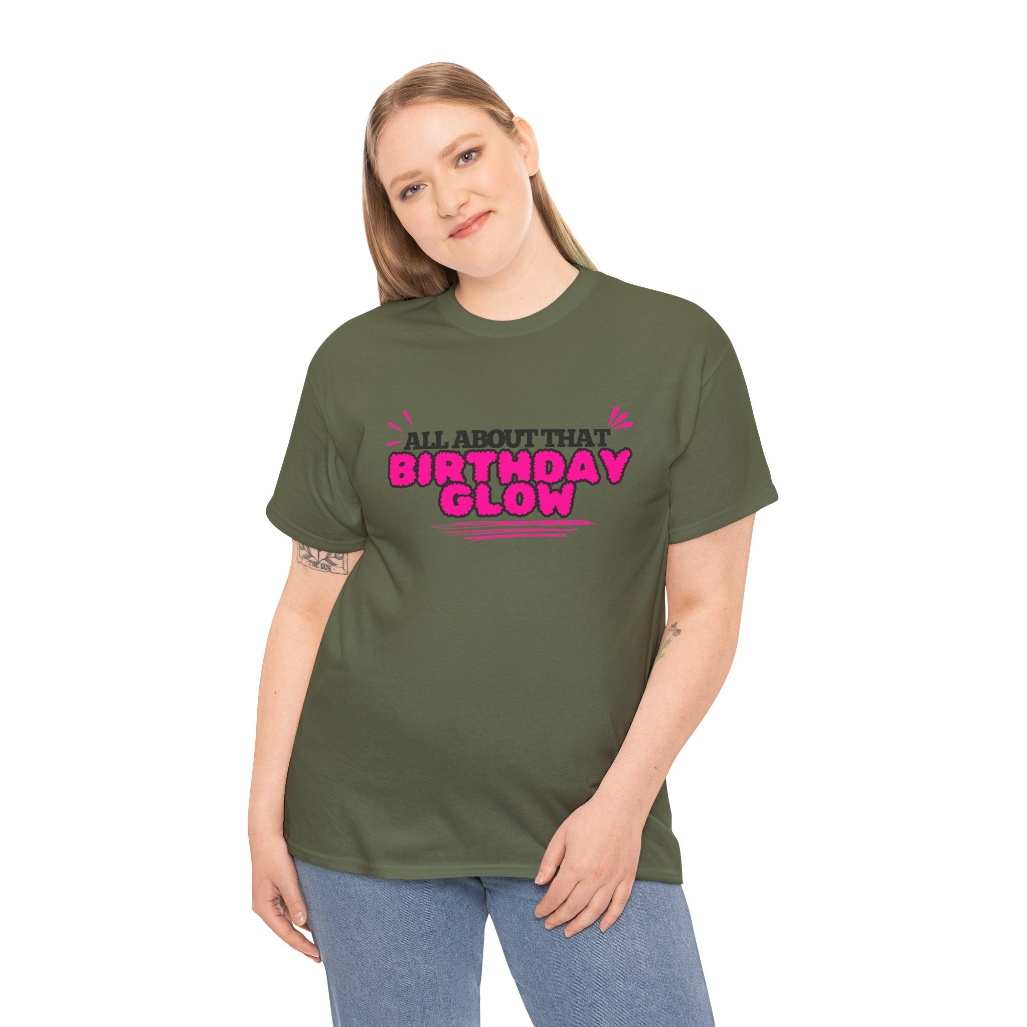 Birthday Glow Tee — "All About That Birthday Glow" Graphic Shirt