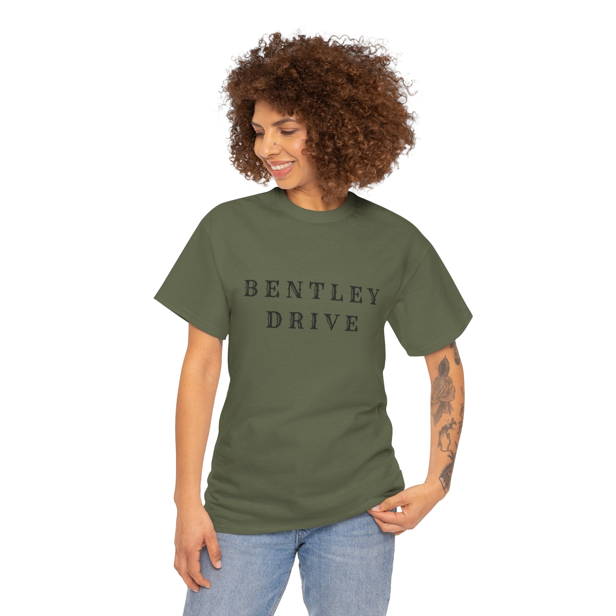 Bentley Drive Tee — Minimal Vintage Script T‑Shirt