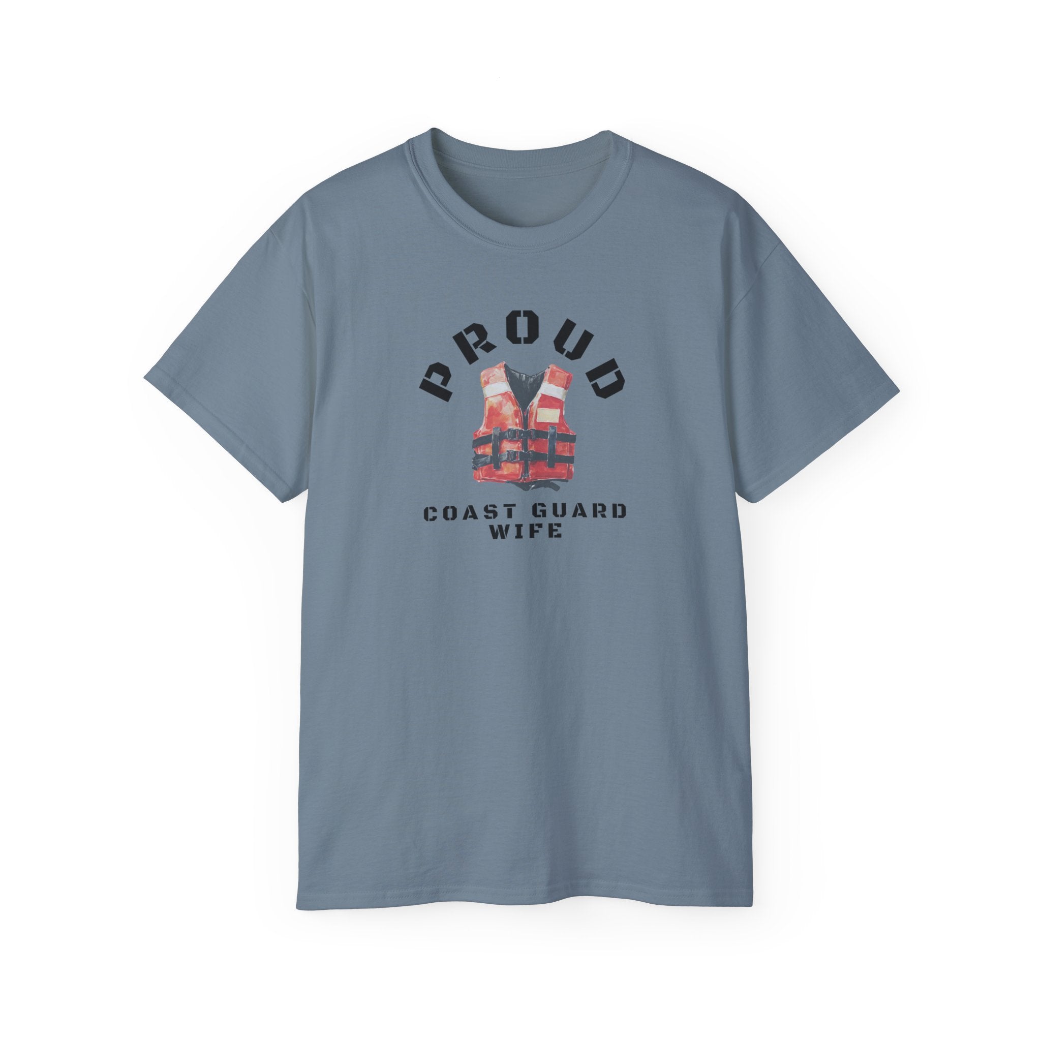Proud Coast Guard Wife T-Shirt — Life Vest Graphic Tee for Military Spouses