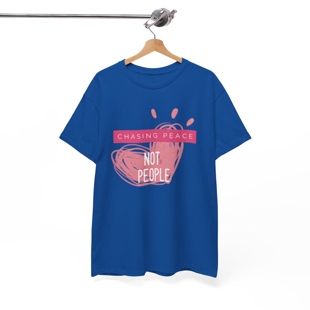 Chasing Peace Not People Tee — Pink Graphic Mental Health Awareness T‑Shirt