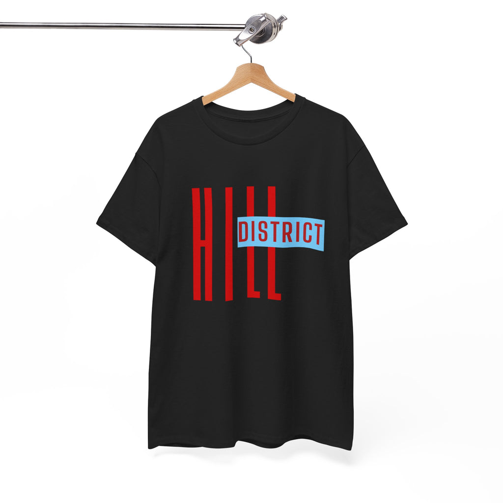 Hill District T-Shirt — Retro Red & Blue 'DISTRICT' Graphic Tee