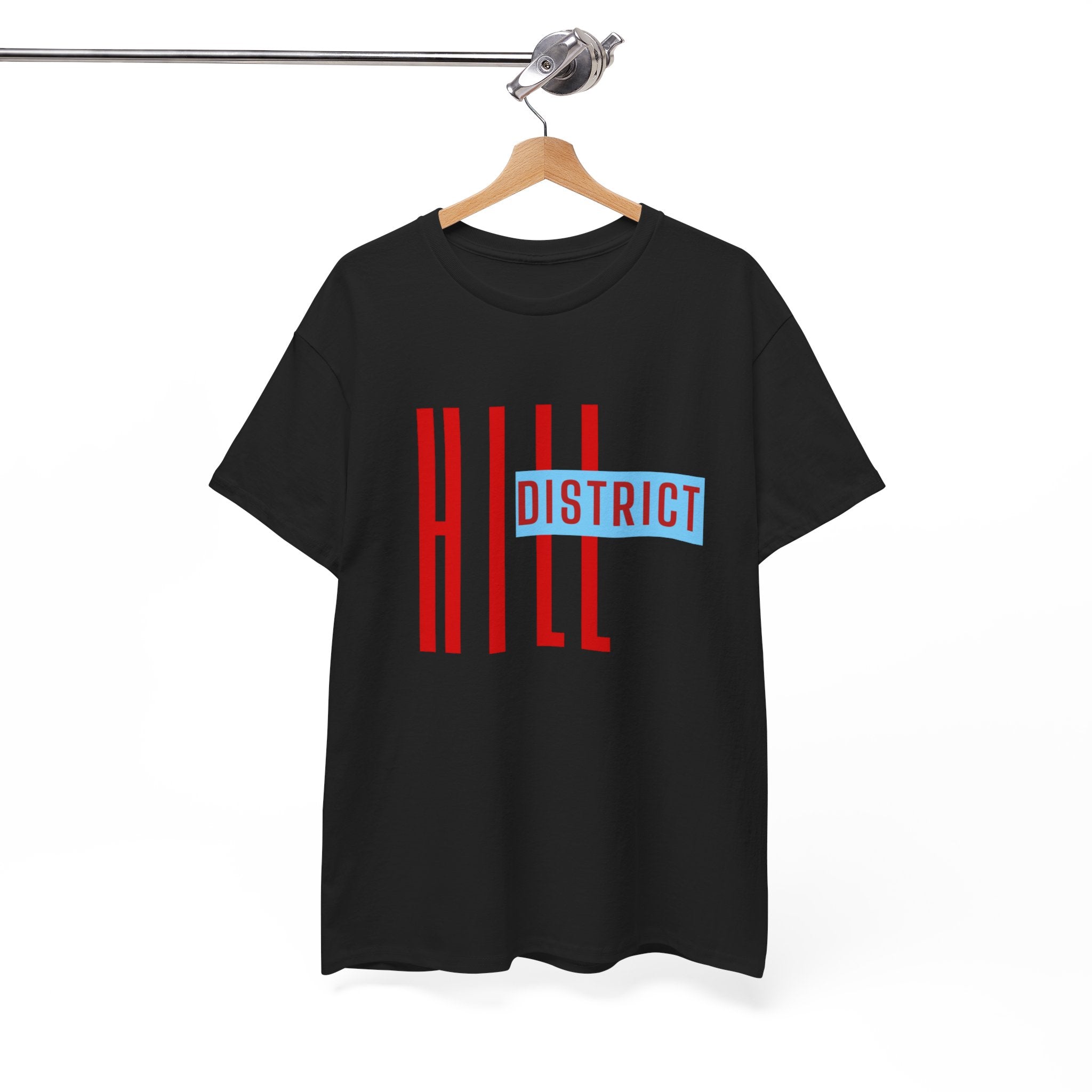 Hill District T-Shirt — Retro Red & Blue 'DISTRICT' Graphic Tee