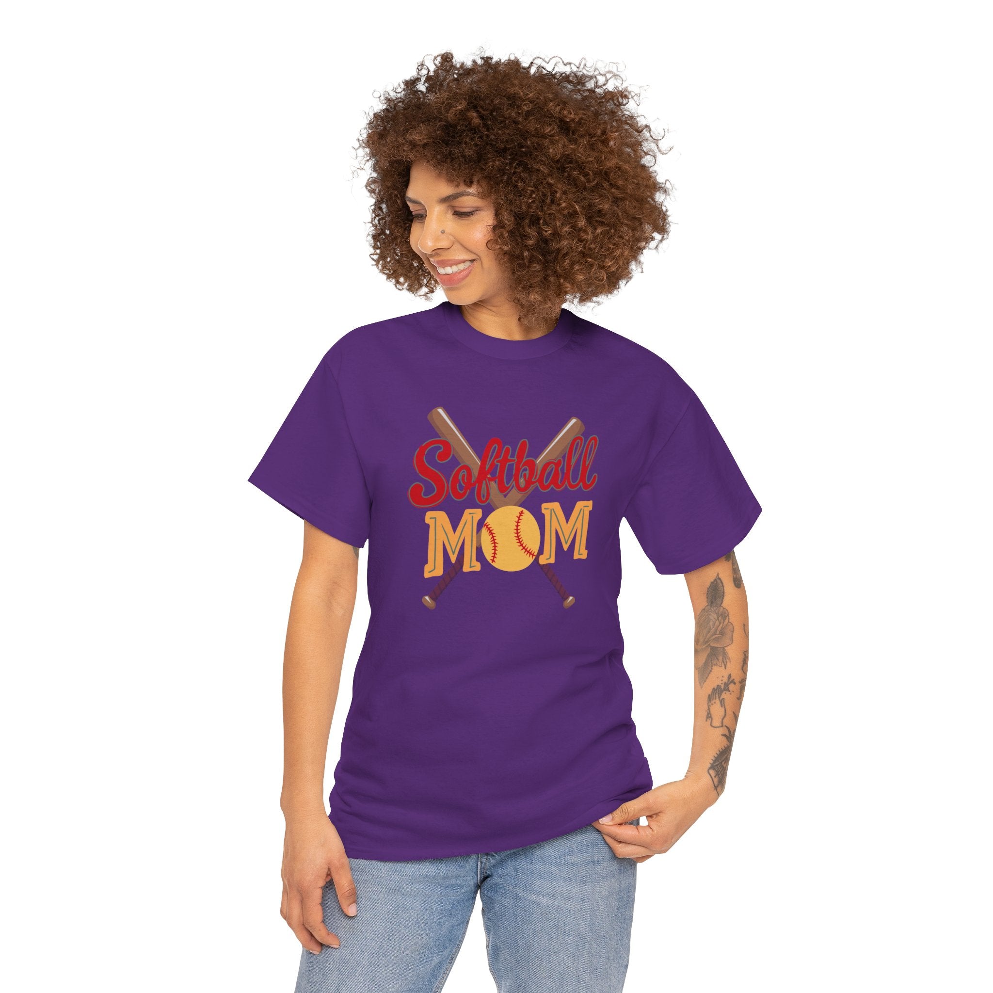 Softball Mom T‑Shirt — Retro Crossed Bats & Ball Tee for Proud Moms