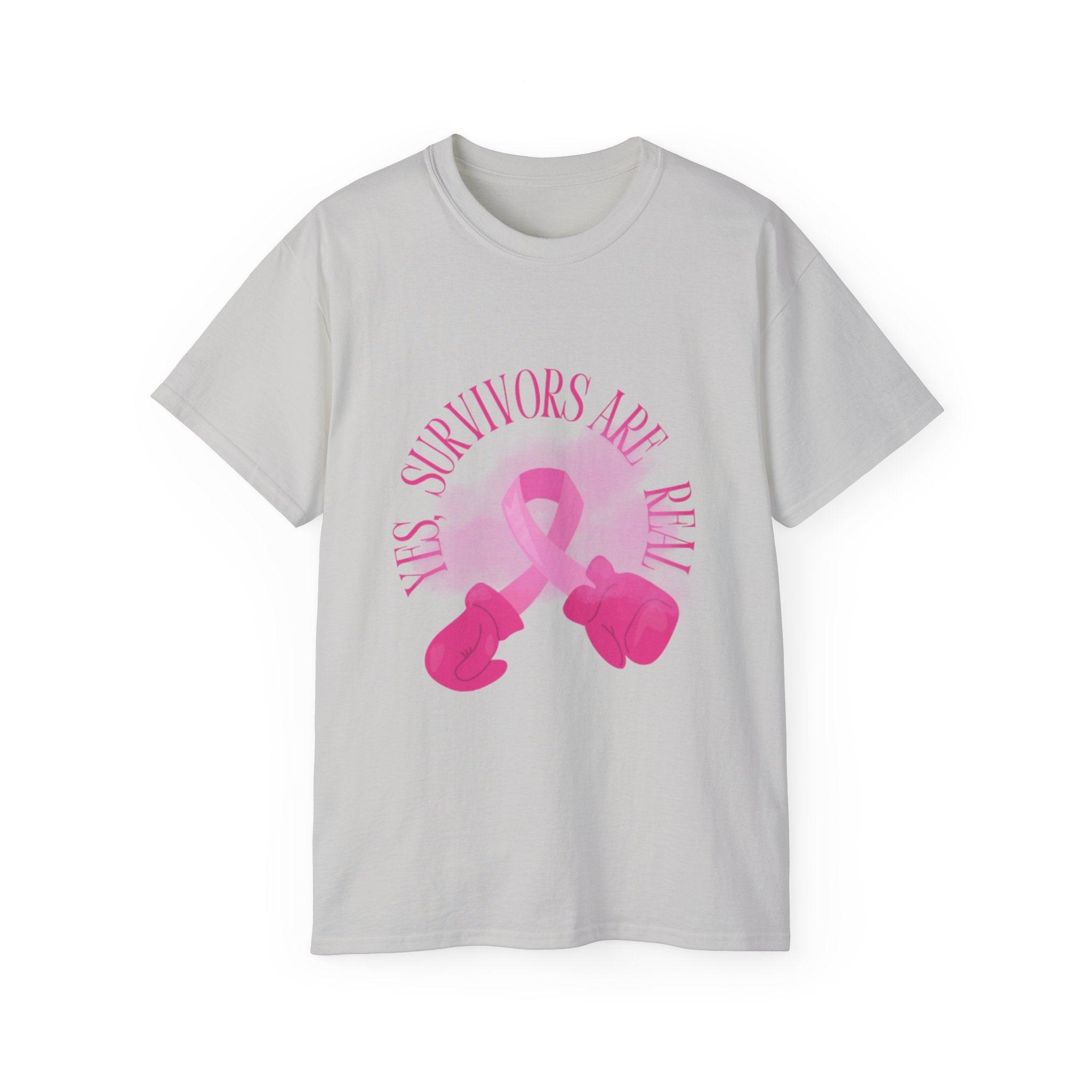 Breast Cancer Survivors Are Real T-Shirt — Pink Ribbon Boxing Gloves Tee