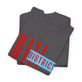 Hill District T-Shirt — Retro Red & Blue 'DISTRICT' Graphic Tee