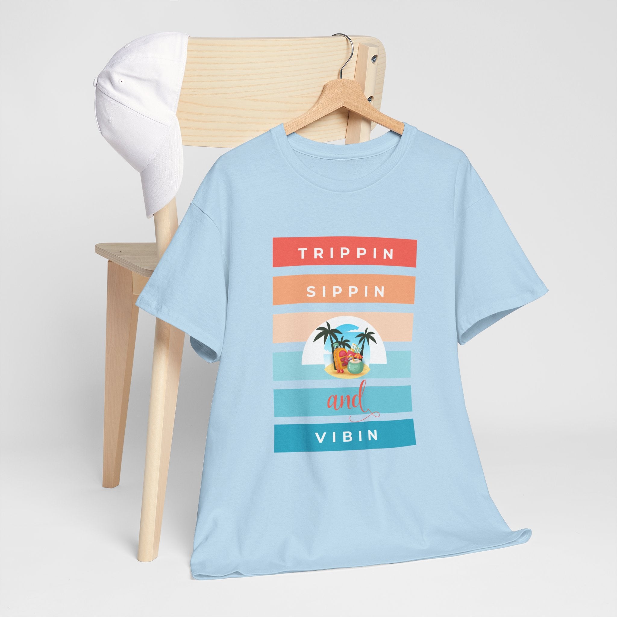 Trippin Sippin and Vibin Tropical Tee