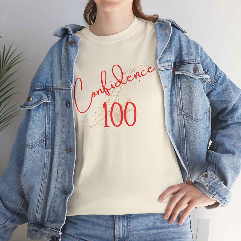 Confidence 100 T-Shirt — Inspirational Script Graphic Tee