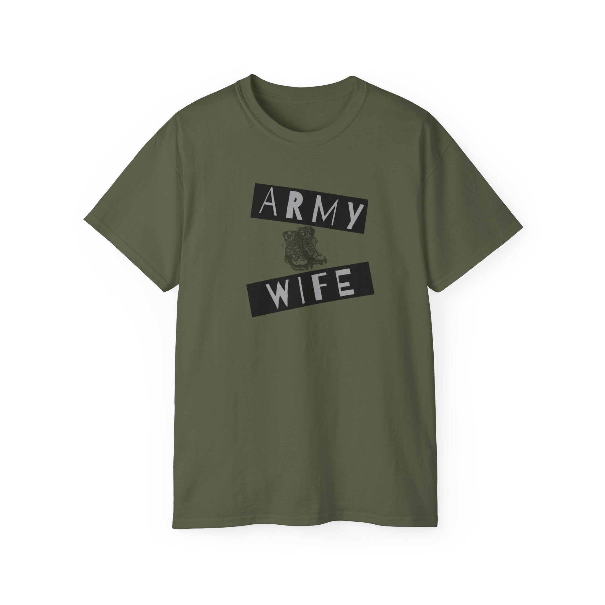 Army Wife T‑Shirt — Military Wife Tee with Combat Boot Graphic
