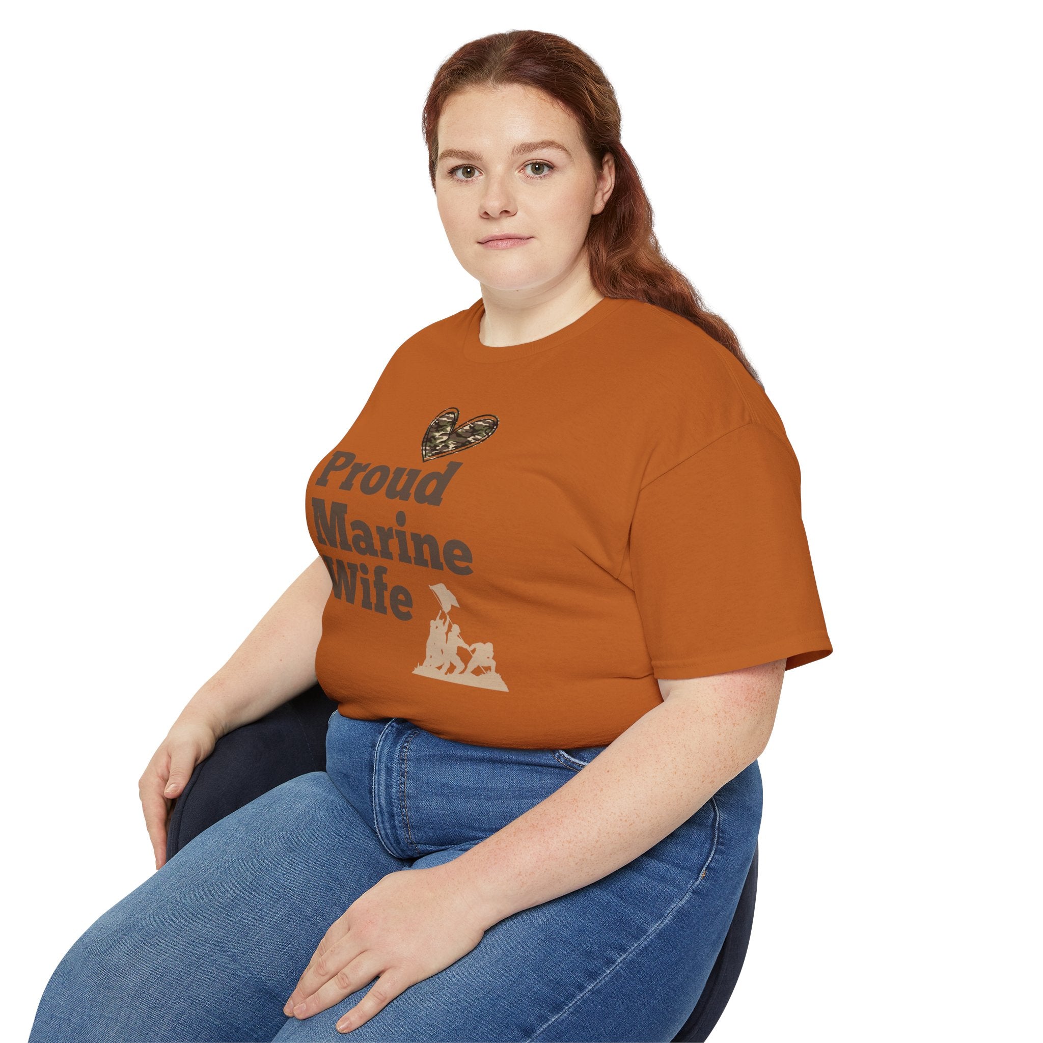 Proud Marine Wife T-Shirt — Camouflage Heart & Marine Family Tee