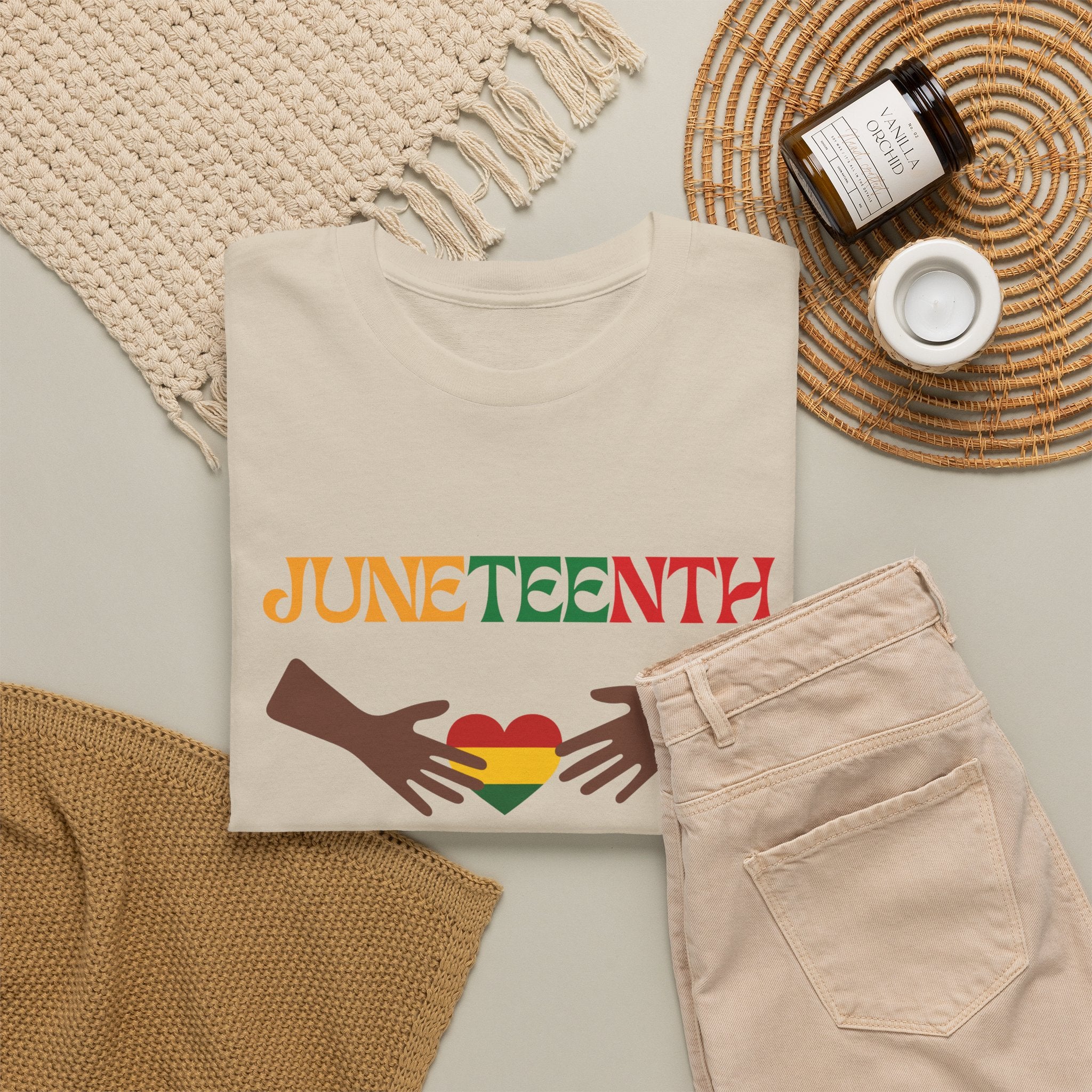 Juneteenth 1865 T-Shirt — Black History Celebration Tee with Heart & Hands Design