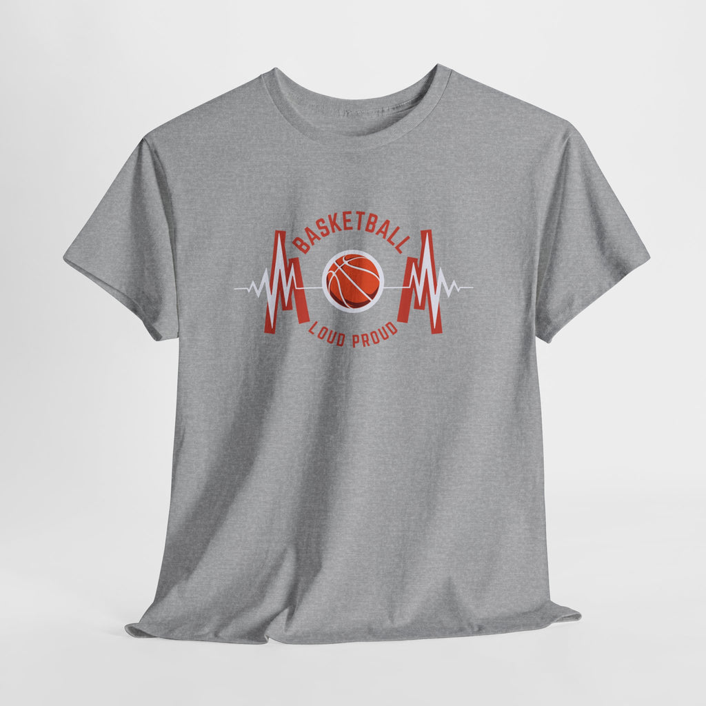 Basketball Mom Loud Proud Tee — Heartbeat Hoop Graphic T‑Shirt