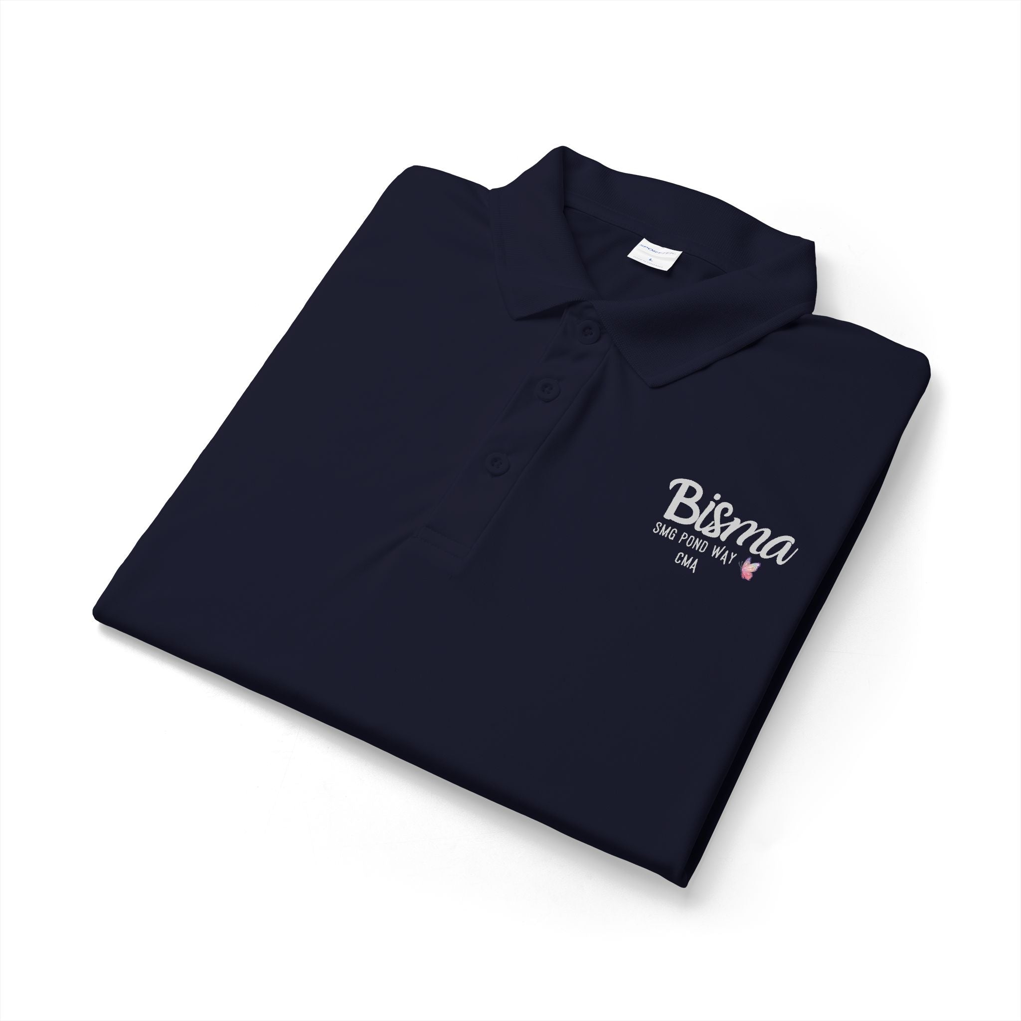 Bisma Work Polo Grey Script with Butterfly