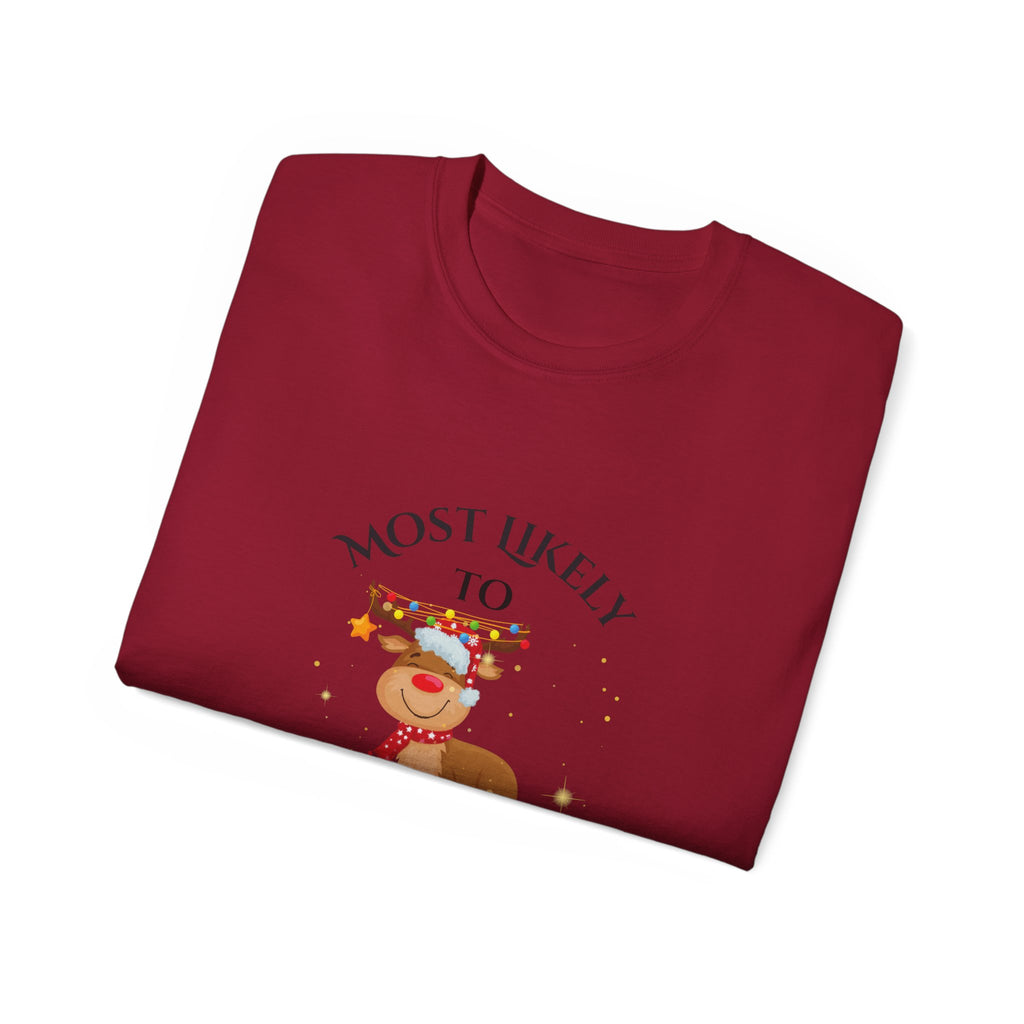 Most Likely to Trade My Sister for Gifts, Funny Holiday Unisex Cotton Tee, Perfect for Christmas, Family Gatherings, Unique Gift Idea