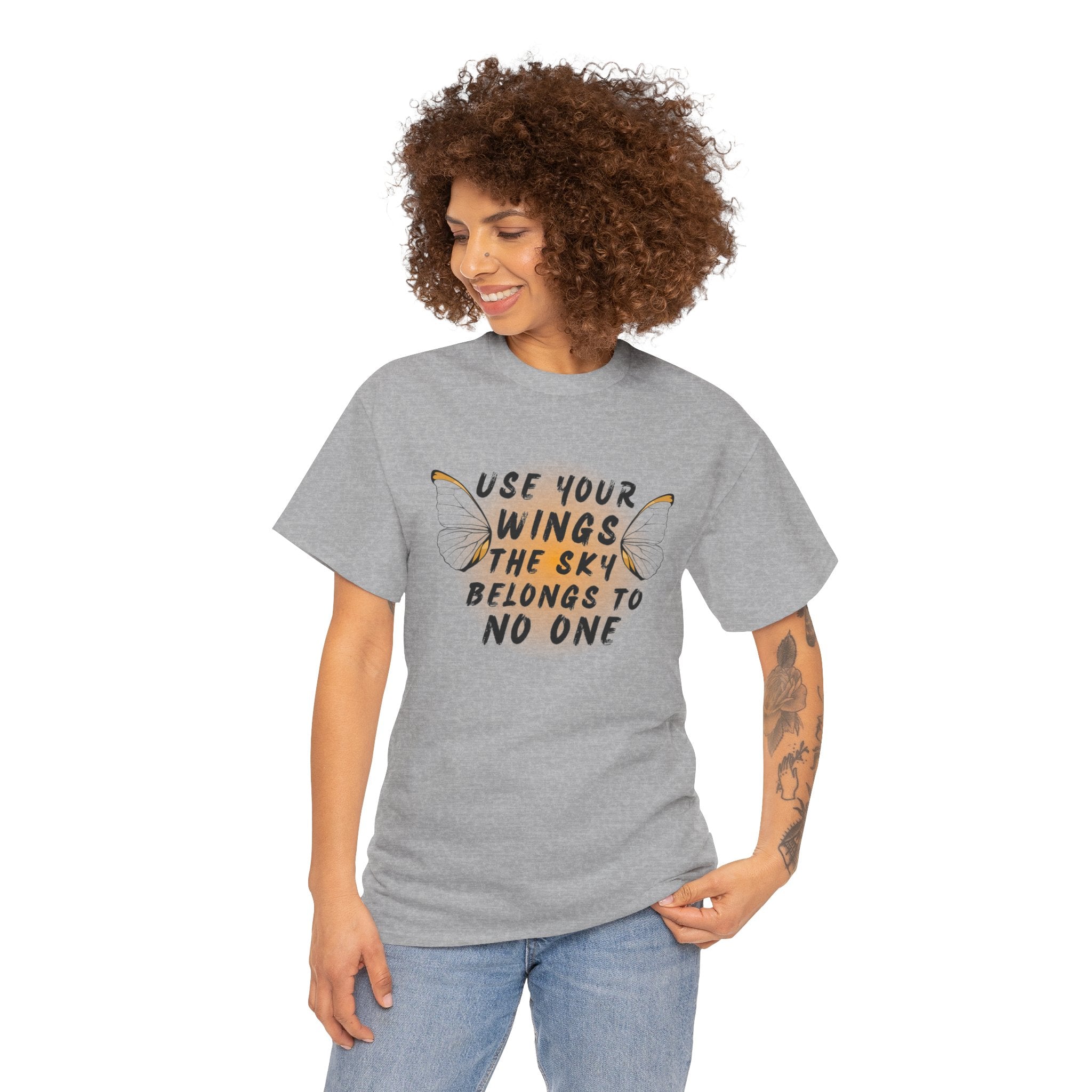T-Shirt — "Use Your Wings, The Sky Belongs to No One" Inspirational Graphic Tee