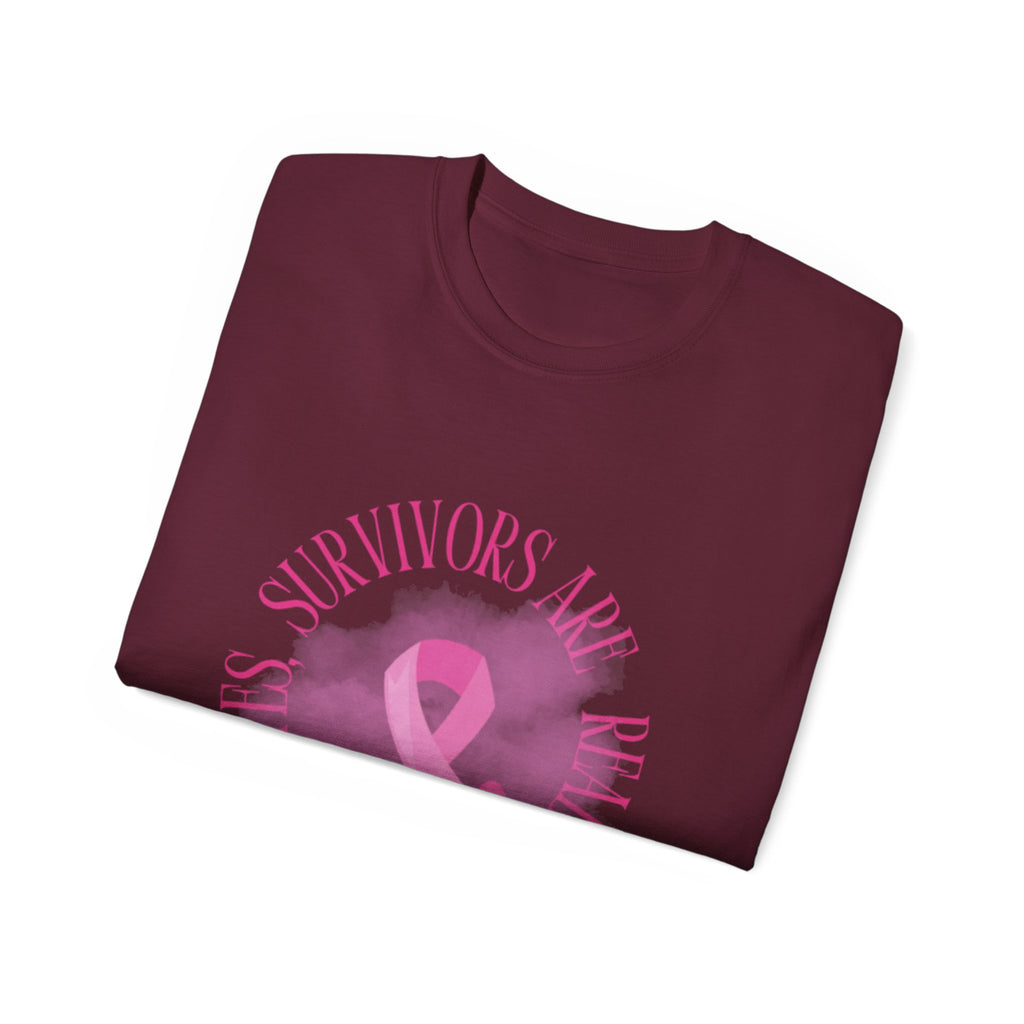 Breast Cancer Survivors Are Real T-Shirt — Pink Ribbon Boxing Gloves Tee