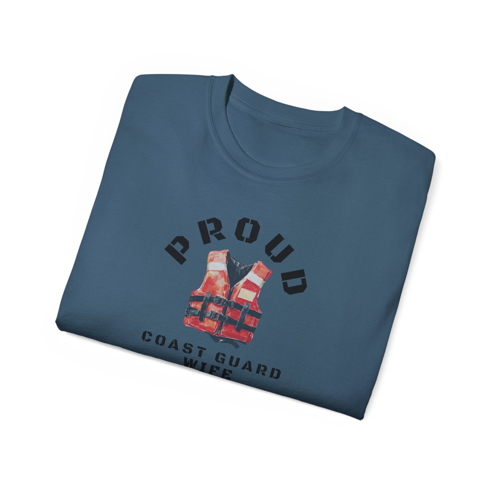 Proud Coast Guard Wife T-Shirt — Life Vest Graphic Tee for Military Spouses