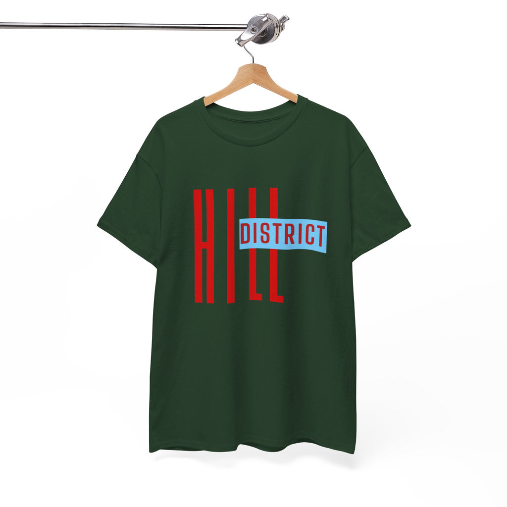 Hill District T-Shirt — Retro Red & Blue 'DISTRICT' Graphic Tee